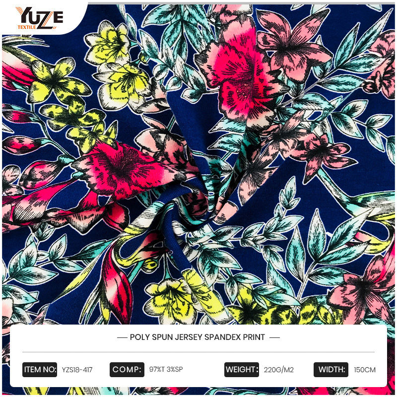YZS18-417 폴리 스펀 저지 스판덱스 프린트