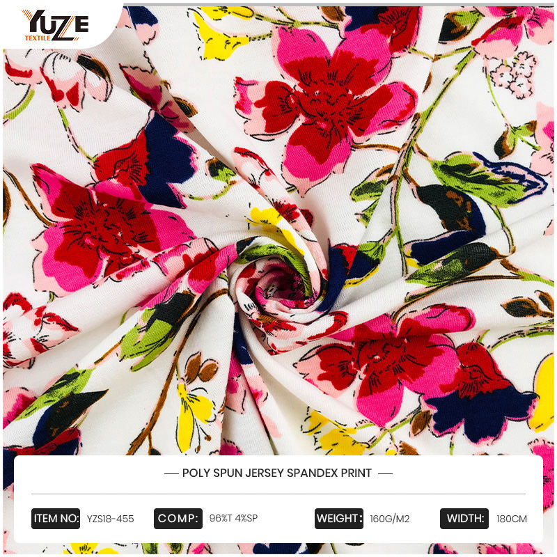 YZS18-455 폴리 스펀 저지 스판덱스 프린트
