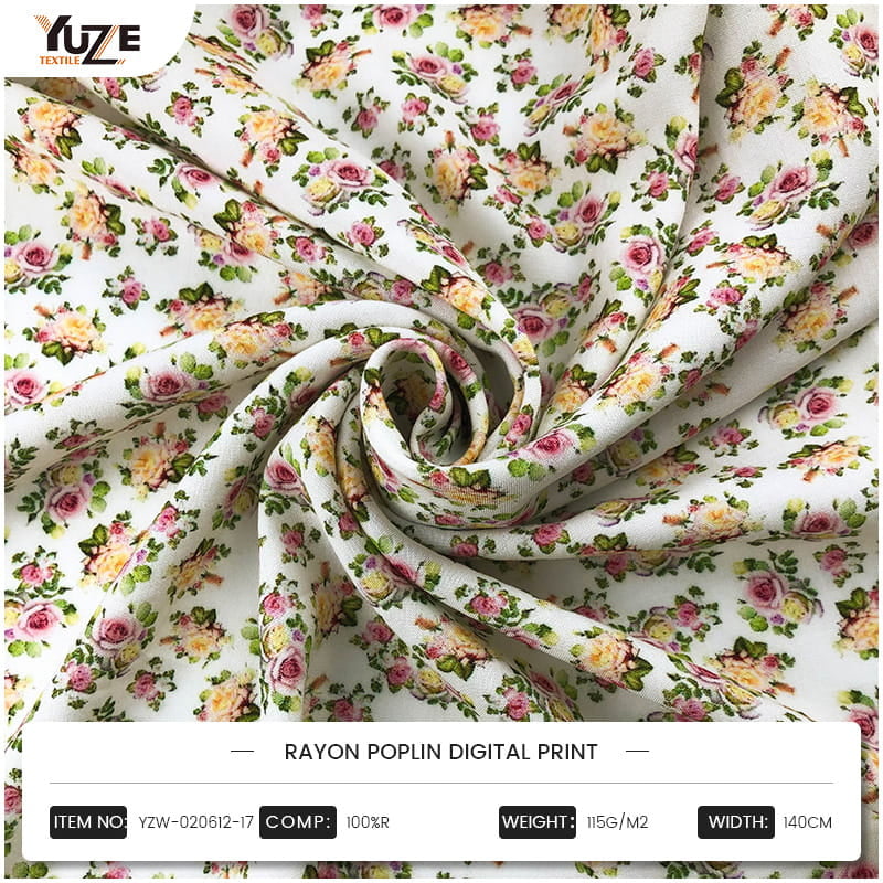 YZW-020612-17 Rayon Poplin 디지털 인쇄