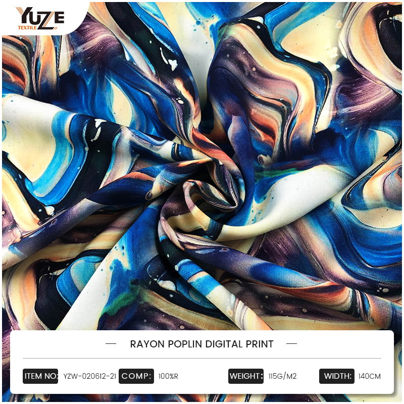 YZW-020612-21 Rayon Poplin 디지털 인쇄