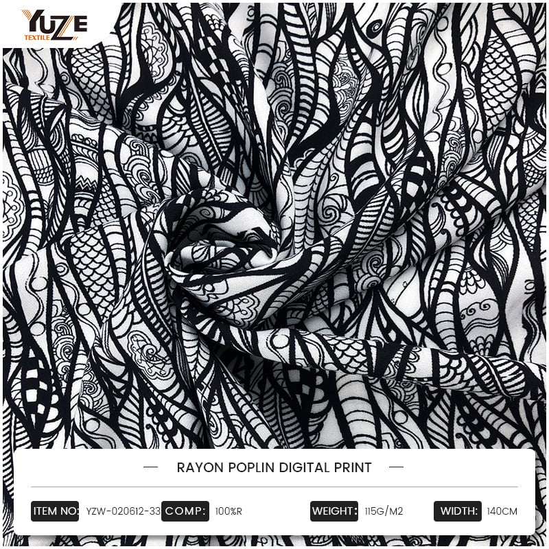 YZW-020612-33 Rayon Poplin 디지털 인쇄